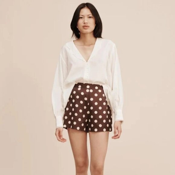 Posse Linen Perri Short, Polka Dot, Brown/Cream, S - Picture 1 of 6